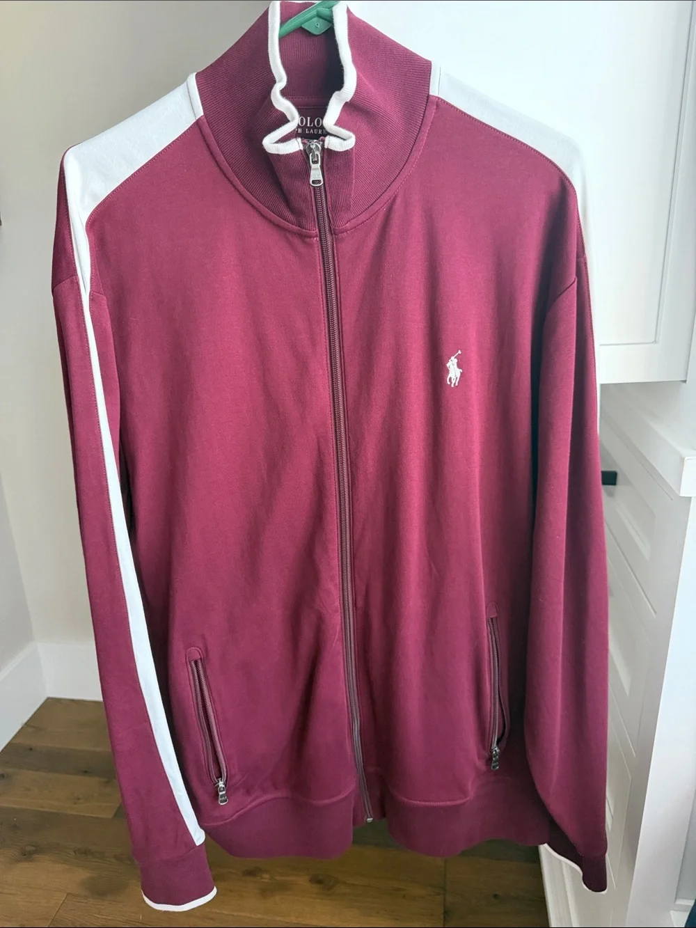 Polo by Ralph Lauren Men’s Burgundy Zip-Up Track Sweat Jacket